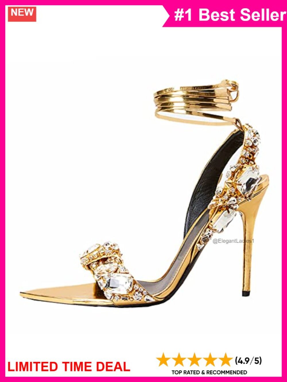 Rhinestone Strappy Open Toe Stiletto Heeled Sandals Faux Leather Party